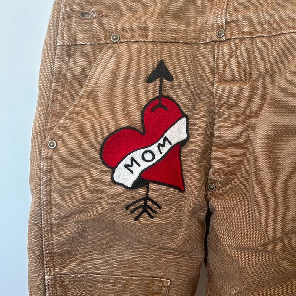 Carhartt Brown Overalls with Heart Patch - Picture 2 of 9